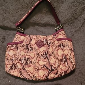 Stylish Pink & Brown Snake Print Simply Vera Vera Wang Shoulder Bag